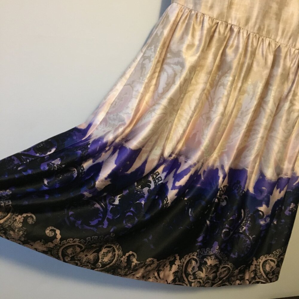 Prom Pink & Purple Satiny Damask Rococo A-Line Dress - Size 0 - Picture 7 of 16